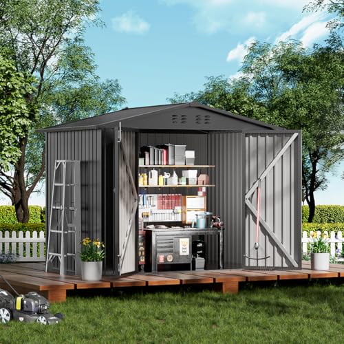 COMHOMA Metal Outdoor Storage Shed with Lockable Doors
