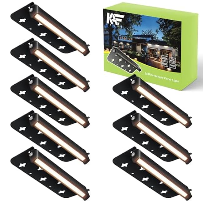 Kaqur 8 Pack 7 Inch Retaining Wall Lights, 5W LED Hardscape Lighting 12V AC/DC Low Voltage IP65 Waterproof, 2700K Soft White Outdoor Landscape Lights for Patio Wall Stairs