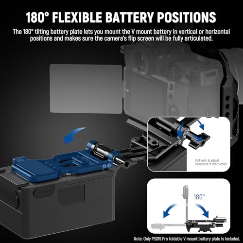 Image of NEEWER Foldable V Mount Battery Plate with Arca Type Quick Release Camera Baseplate, Lightweight DSLR Camera Video Rig Compatible with SmallRig V Mount Battery Cage DJI RS4 RS3 Gimbal, PS015 PRO