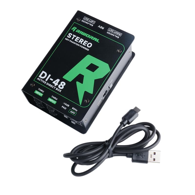 Direct Box with Dual 1/4” High-Impedance Stereo Inputs Di Boxes Support For Guitar/Bass Instruments Premium Direct Injection Active Di Box For Thru & XLR Outputs (Direct Box)