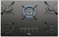 FISCHER COOKTOP À GÁS 5 BOCAS TRIPLA CHAMA FIT LINE MESA VIDRO PRETO BIVOLT - 26300-57079