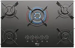 FISCHER COOKTOP À GÁS 5 BOCAS TRIPLA CHAMA FIT LINE MESA VIDRO PRETO BIVOLT - 26300-57079
