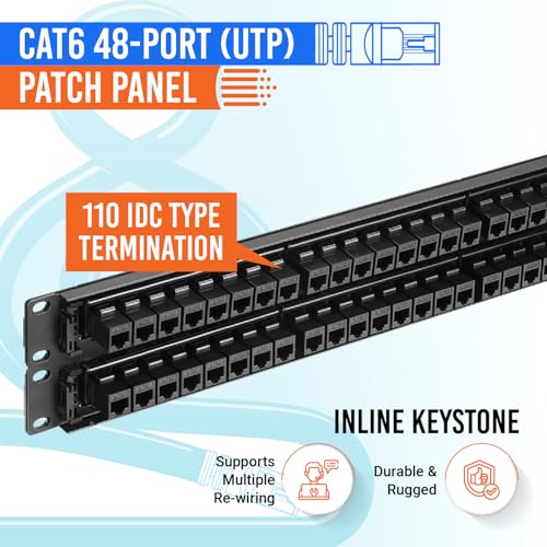 MONK CABLES Patch Panel CAT6 Inline 48 Puertos miniatura 3