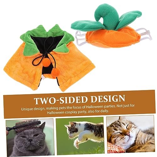 Disfraz capa y gorro de Calabaza Halloween para perros y gatos miniatura 6