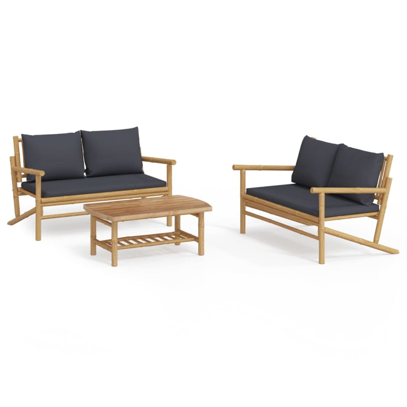 Yolola Gartenmbel Bambus 3-TLG. Gartenlounge Bambus Sofa Bambus-Mbel  Sitzgruppe Outdoor Sitzlounge Balkon Loungembel-Set Gartenmbel Set Holz  mit Dunkelgrauen Kissen Bambus : Amazon.de: Garten