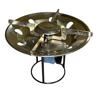 PKL Limited Clix Portable LPG Stove with Adaptor, SS Cooktop 225mm, Nickel-Plated Windproof Burner, ISI Certified, Compatible with 2 Kg/5 Kg Cylinders
