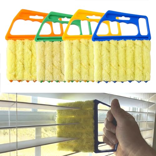 HAOHOMIO 4 Pack Window Blind Cleaner Duster Tool, 7 Finger Venetian Scrub Brush with Washable...
