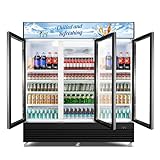 Commercial Beverage Refrigerator, 75' W 60 Cu. Ft. Commercial Drink Fridge, Display Refrigerator with 3 Glass Door, Commercial Display Fridge with 12 Adjustable Shelves, for Shop, Restaurant, Bar