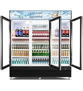 Commercial Beverage Refrigerator, 75" W 60 Cu. Ft. Commercial Drink Fridge, Display Refrigerator ...