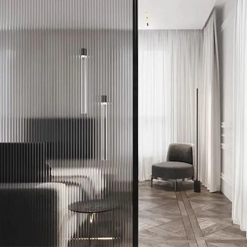 Folia szklana Reeded Glass Window Film Privacy Matowe okno 3D Dekoracyjne naklejki na okna Nieprzylepny Łazienka Salon(60x100cm)
