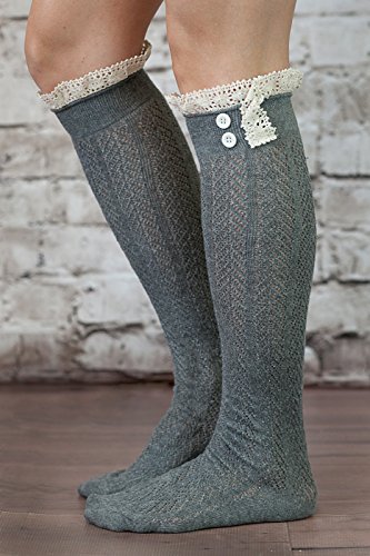 Image of The Original Button Boot Socks with Lace Trim Boutique Socks
