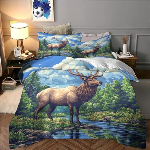 Housse de Couette Éléphant Fleurs 3D infroissable en microfibre douce avec zip