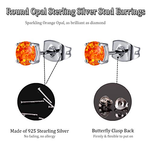 Sterling Silver Stud Earrings for Women- White Gold Plated Opal Earrings Hypoallergenic Small Birthstone Earrings2