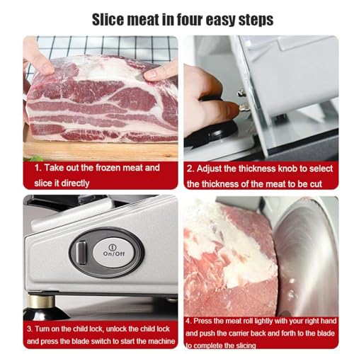 AXGCAA Electric Deli Food Slicer, 1 to 15mm Adjustable Thickness Meat Slicer Machine, Removable 19cm Stainless Steel Blades, Electric Slicer Machine with Safety Switch, for Meat, Cheese, Bread(Black) - Image 6