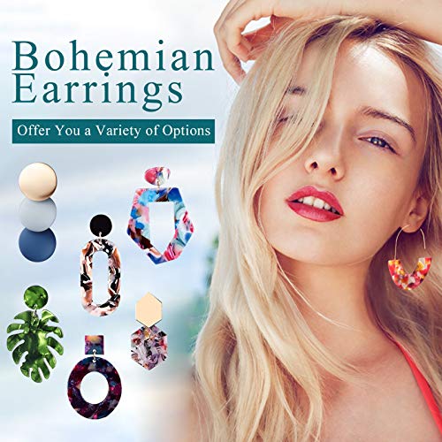 FIFATA 25 Pairs Acrylic Resin Statement Earrings Set for Women Mottled Hoop Fashion Drop Dangle Jewelry Hypoallergenic for Sensitive Ears2