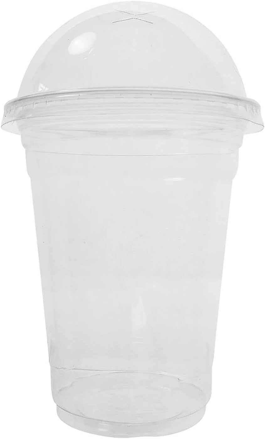 Disposable Clear Milkshake Cups with Dome Lids 16oz Cup & Domed Lid