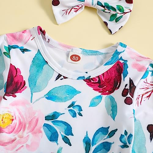 Toddler Baby Girls Floral Outfits Ruffle Shirt Pants Clothes Set4