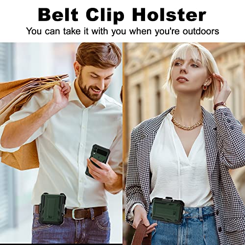 Kjsk TA-SAM Z FLIP4-GW30-GREEN Hinge Protection For Samsung Galaxy Z Flip 4 Rugged Case [Belt Clip Holster] [Built-In Kickstand] - Military Grade Heavy Duty Shockproof Protective Phone Cover thumb #5