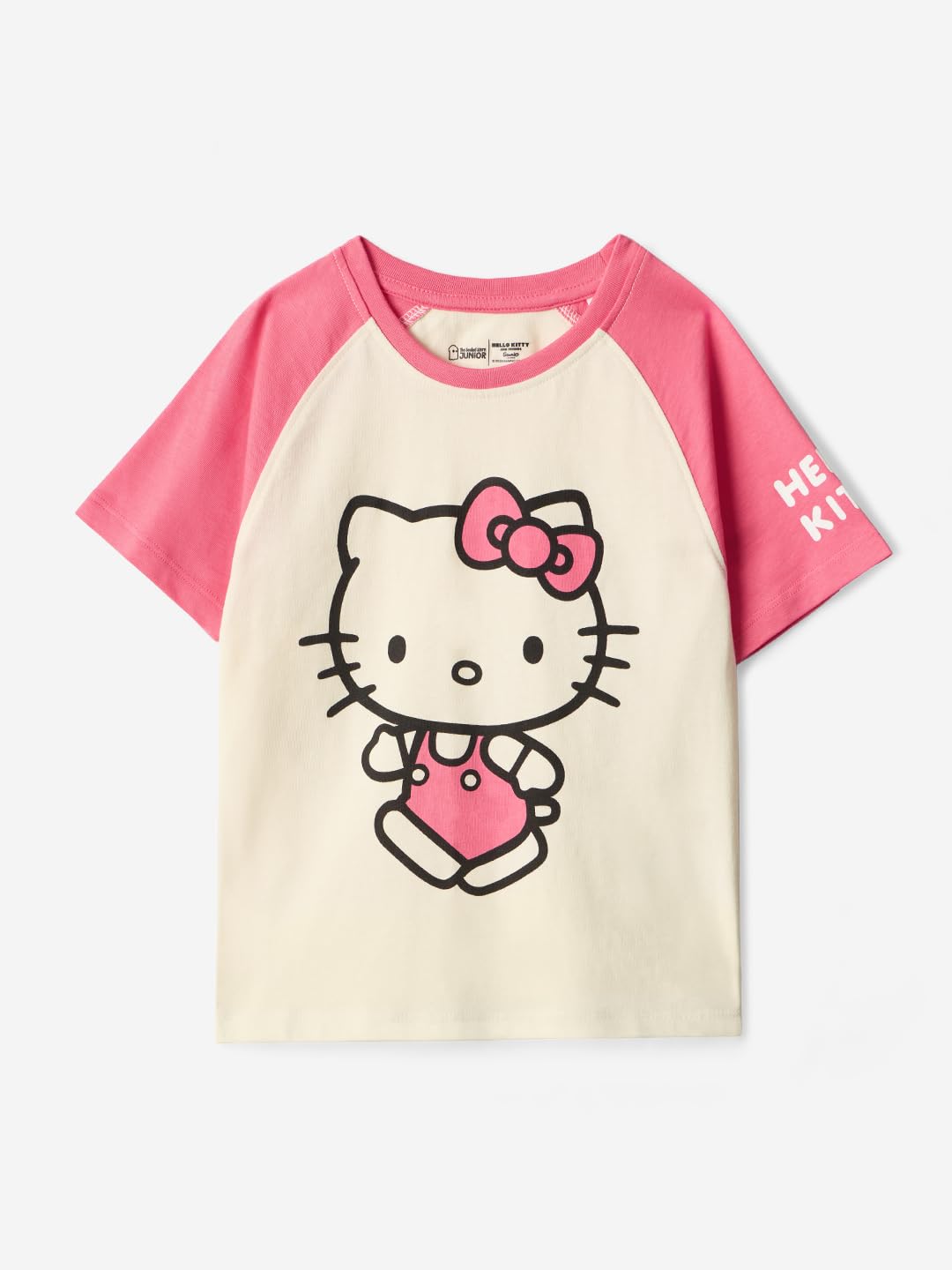 The Souled Store Hello Kitty - Camiseta de algodón para niña, ajuste regular, cuello redondo, manga corta, impresión gráfica (2-8 años)