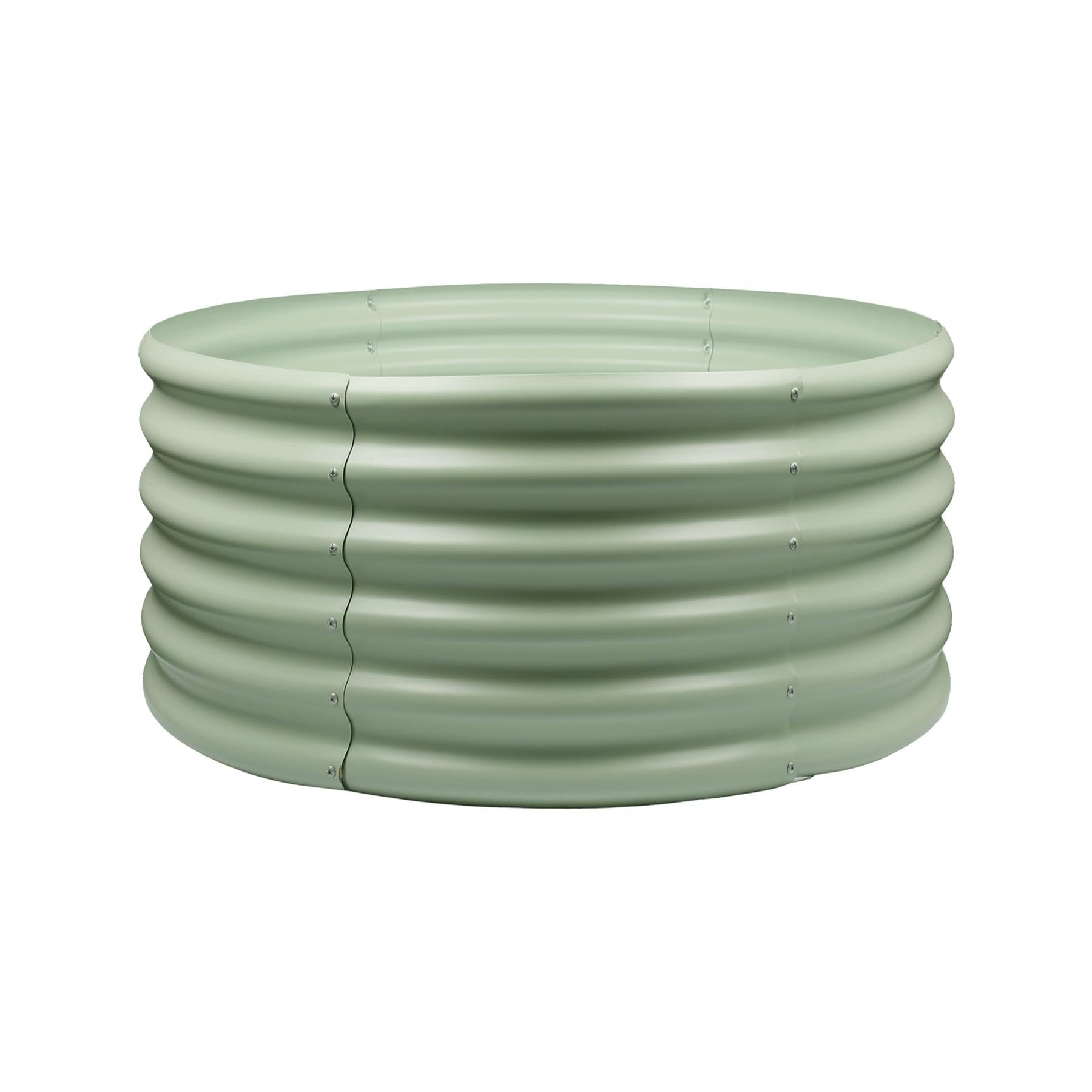 Harbour Housewares Green Raised Garden Bed - 90 X 45Cm - Round - Bottomless Metal Raised Bed Galvanised Steel Planter Box For Growing Outdoor Plants, Vegetables, Flowers And Herbs