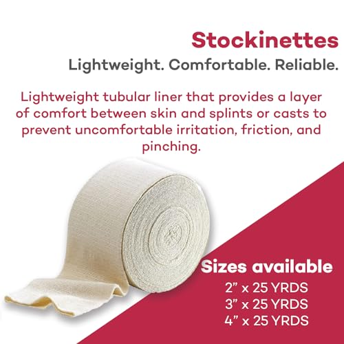 dealmed cotton stockinette 3 x 25 yds tubular bandage sleeve comfort breathable dressing for skin protection compression casts edema and lymphedema support 1 roll
