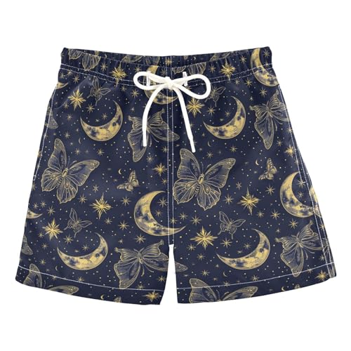 ALAZA Moon Stars Butterflies Boy’s Swim Trunk Quick Dry Beach Shorts Swimsuit Bathing Suit Swimwear