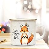 Emaille Tasse Becher mit Fuchs & Spruch