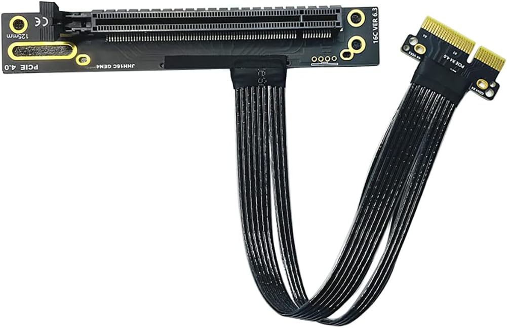 JMT 15cm PCIe X4 Gen4 High-Speed Extension Cable to X4 X16 M.2 Bandwidth 8GB/S Silver-Plated for GPU SSD Adapter