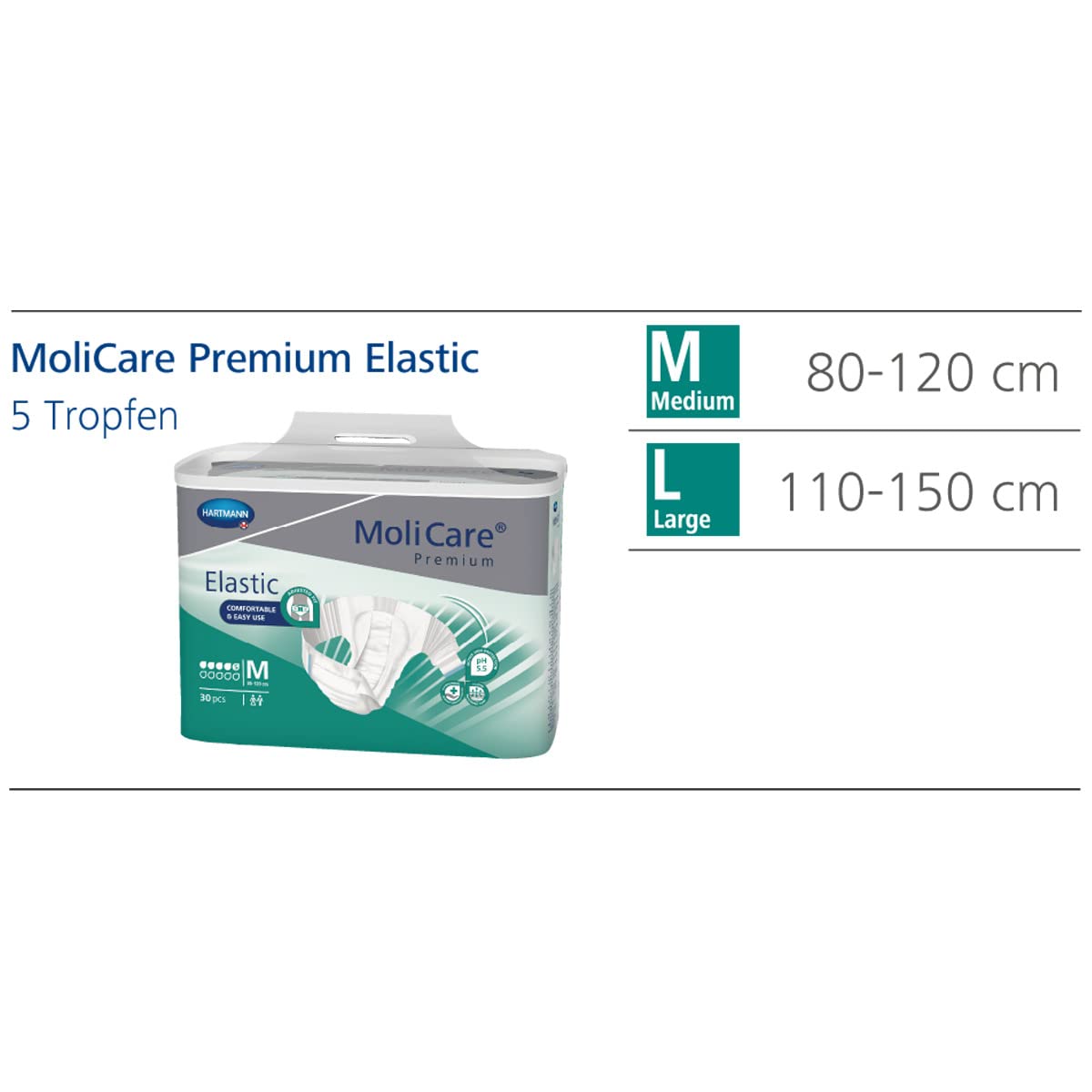 MoliCare Premium Elastic 5 Tropfen - Gr. Medium - Windelhosen und Inkontinenzvorlagen von Hartmann