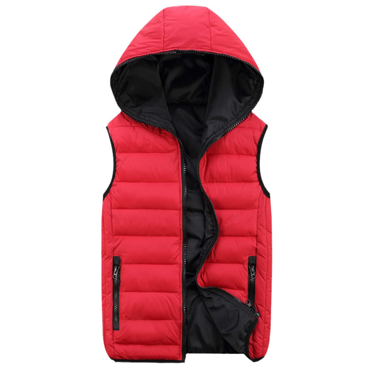 Chaleco cálido de invierno ligero con capucha ajustable unisex 3