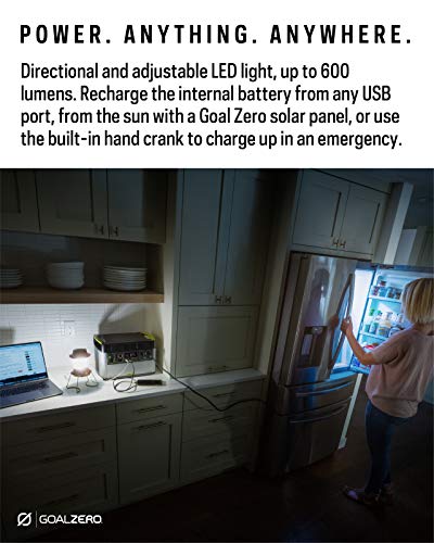 Goal Zero Lighthouse 600 Camping Lantern, Solar Lantern 600 Lumens LED Lantern. Solar Outdoor Lantern Perfect for Camping Gear, Camping Accessories. USB Light Rechargeable Lantern Built-In Hand Crank.