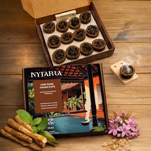 Image of Nytarra Havan Cups - 24 pcs | Cow Dung Base | Premium Havan Cups Made with Herbs, Jatamansi, Ashwagandha, Guggal, Loban | Best for Pooja, Havan & Daily Rituals | Charcoal Free