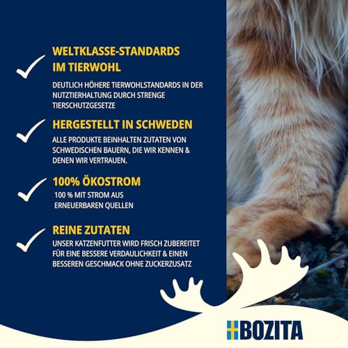 Bozita Tetra Probierpaket in Sauce mit viel Huhn, Saibling & mit viel Huhn & Rind in Gelee - 4+2-6x370g Getreide- & zuckerfreies Futter für sterilisierte Katzen, mit 7,5% Protein und 5% Fettgehalt