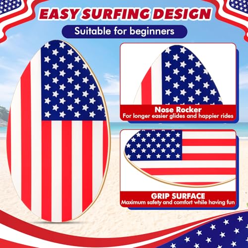 WinnerWhy 35 Inch Skim Board with High Gloss Coat Wooden Skimboard Lightweight Wood Body for Beach Beginners, Teenagers, and Adults (American Flag) - Thumbnail 3