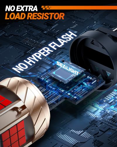 Image of SEALIGHT 3157 LED Bulb Red, LED Brake Light Bulbs with Built in Resistor, 3057 3056 3156 3156 3157NA Anti Hyper Flash Error Free Brake Lights, Tail Lights, Stop Lights, Plug-N-Play, Pack of 2