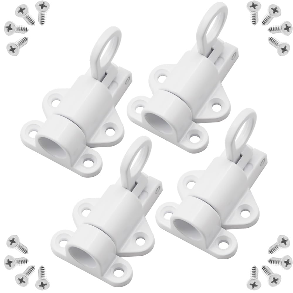 Ceeysee White 4 Pcs Window Gate Latch,Door Spring Bolt, Aluminum Alloy Security Automatic Hasp Lock,Bounce Lock For Window Door,Shed Doors Gates And Outhouse Doors (U/Fj/White)