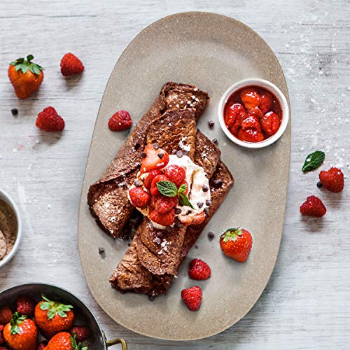 Zak Designs Elements Melamine Serveware Set Includes Serving platters and Individual Bowls, Durable and BPA Free (White, 4-Piece Dinnerware Set, Service For 2)