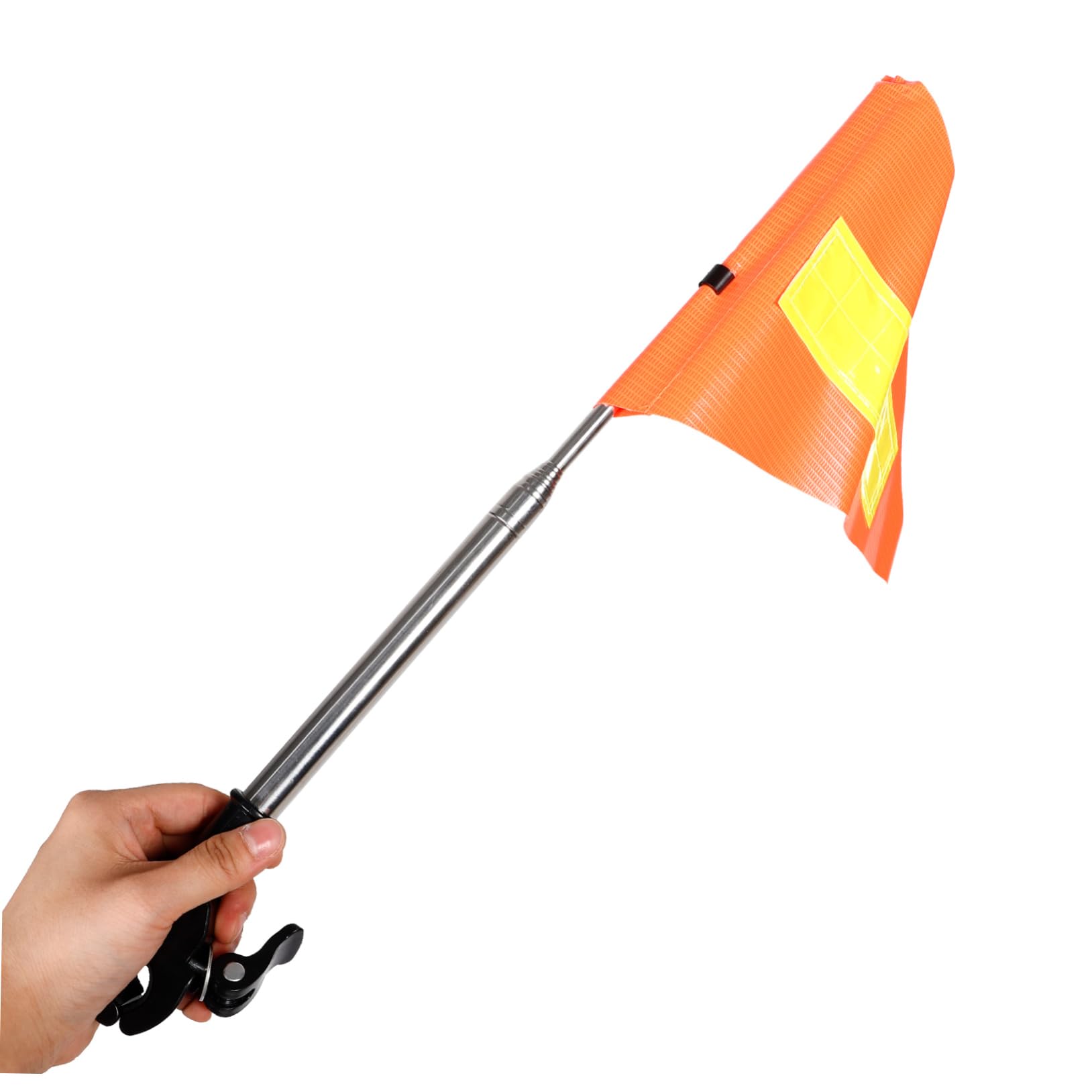Didiseaon Fanion Rétractable Drapeau Pôle Réfléchissant Triangulaire Sécurité Golf Perche Télescopique Fibre De Verre Visibilité Ajustable Poteaux Acier Inoxydable Orange