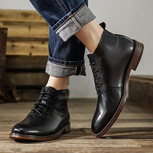 Image of rismart Dress Stylish Boots Men Leather Ankle High Winter Shoes
