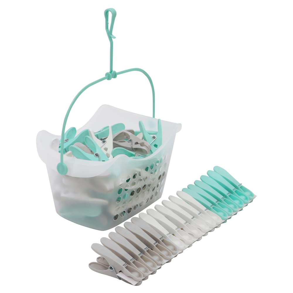 JVL Plastic Peg Basket with 72 Extra Strong Pegs, Aqua, (19-216-282)