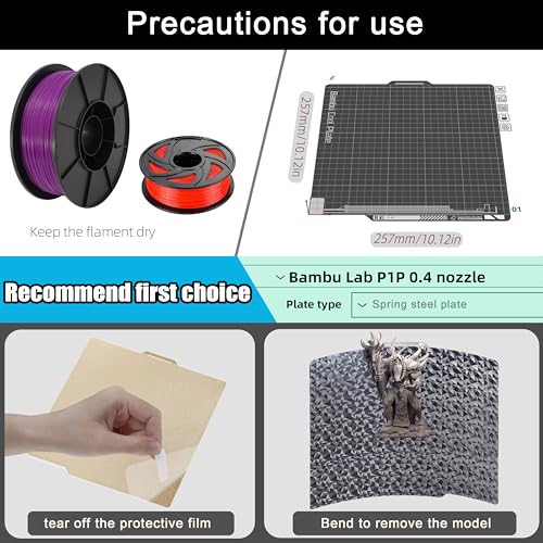 Image of Double Sided PEO PEI Build Plate for Bambu Lab X1 /X1C /X1E /P1P /P1S /A1, 257x257mm PEO+PEI Spring Steel Plate Flexible Textured Plate for Bambu Labs Series 3D Printers