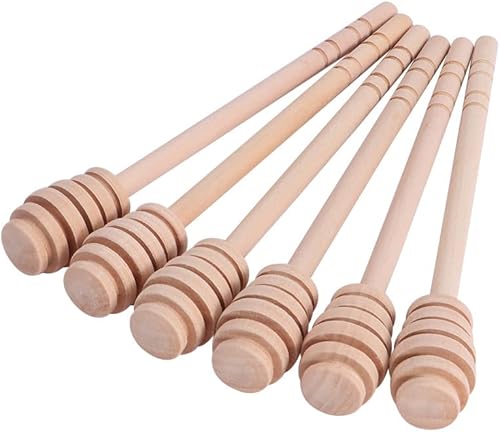 Vctitil Paquete de 6 palitos de madera para mezclar con leche, café y miel, extractor de tarro de miel, para regalo de fiesta de boda.