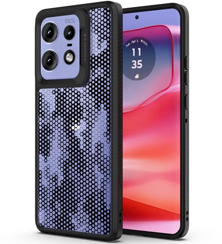 Image of KAPAVER Dazzle Series Back Cover Case for Motorola Edge 50 Pro (TPU+PC) (Honeycomb-Black)