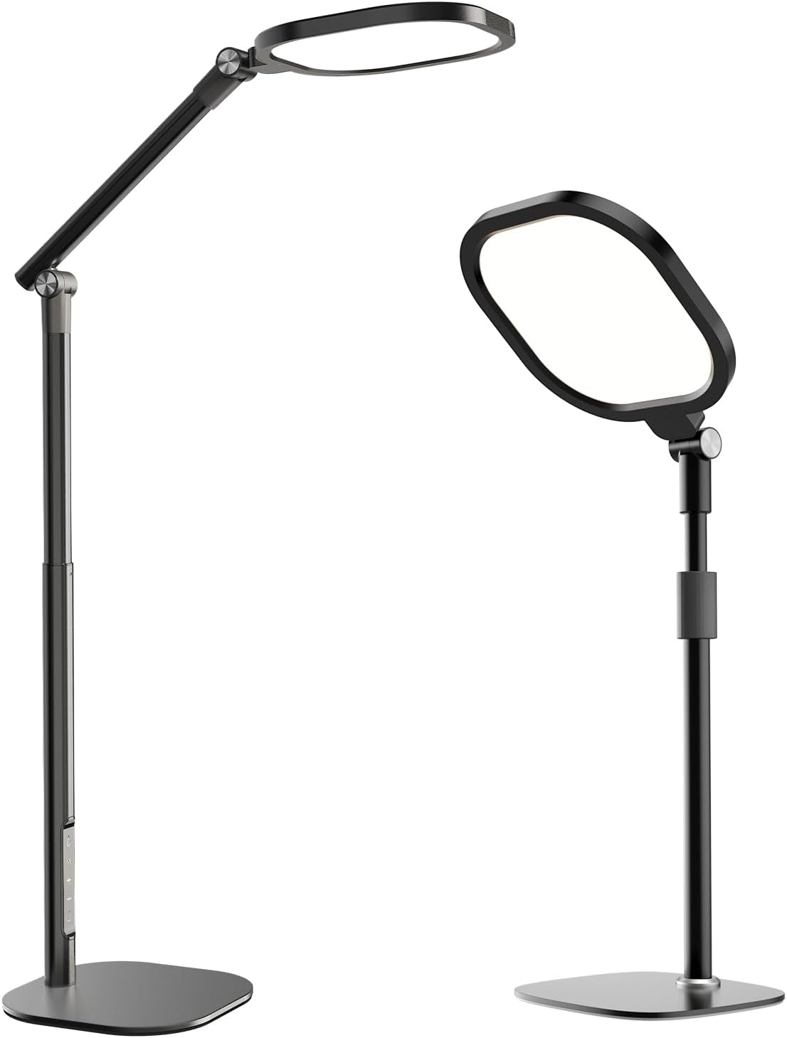F616 Ring Light for Desk with Flexible Stand + F650 Led Desk Lamps for Home Office with Base(Both Black)