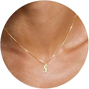 Btysun Initial Necklaces for Women, Dainty Gold Initial Necklace 14K Plated Letter Necklaces for Teen s Tiny A-Z Pendant Choker Necklace Name Jewelry