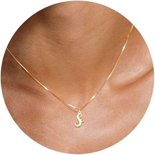 Btysun Initial Necklaces for Women, Dainty Gold Initial Necklace 14K Plated Letter Necklaces for Teen s Tiny A-Z Pendant Choker Necklace Name Jewelry