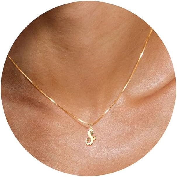 Btysun Initial Necklaces for Women, Dainty Gold Initial Necklace 14K Plated Letter Necklaces for Teen s Tiny A-Z Pendant Choker Necklace Name Jewelry
