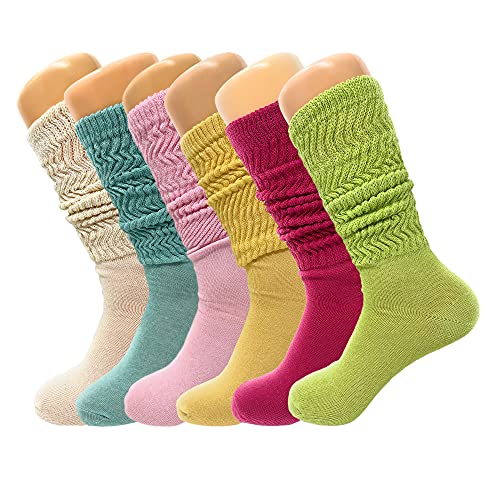 AWS/American Made 6 Pairs Colorful Scrunch Socks Shoe Size 5 to 10