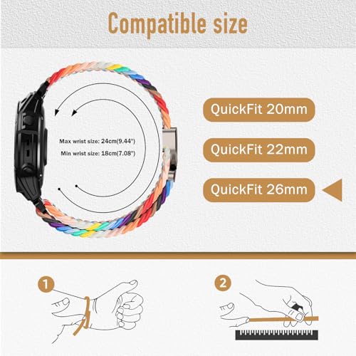 Correa trenzada de nylon para reloj Garmin QuickFit 26mm miniatura 4