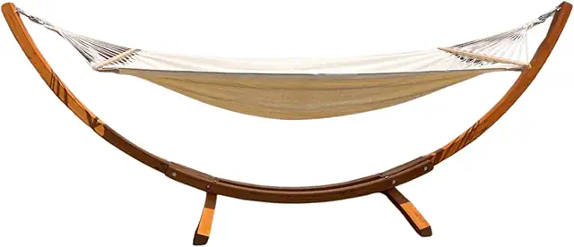 Rijoka Wooden Frame Hammock with Stand - 150kg Capacity Garden Lounger